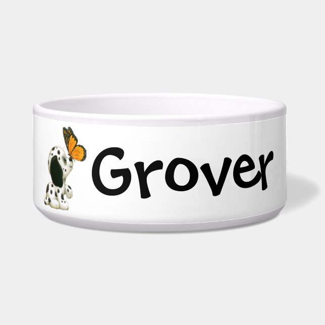 Cute Personalized Pet Name Dog Food Or Water Bowl (Front)