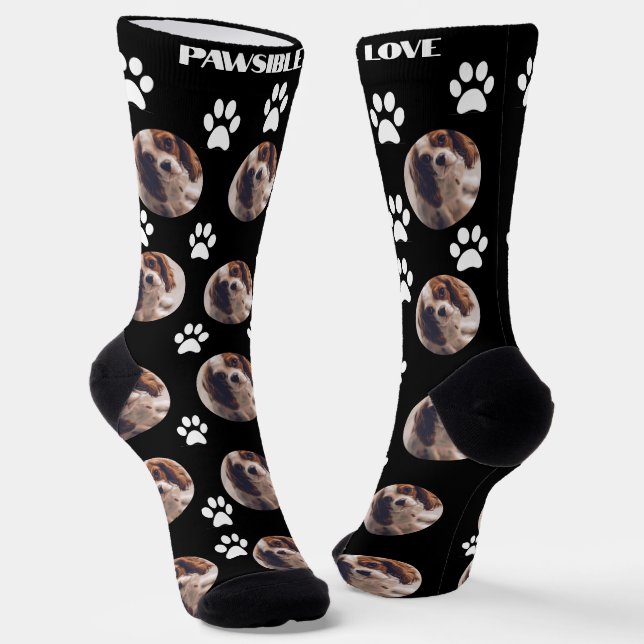 Cute personalized pet photo socks (Angled)