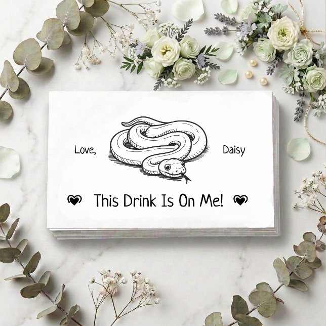 Cute Personalized Pet Snake Wedding Drink Ticket Enclosure Card (Creator Uploaded)