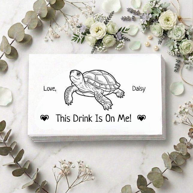 Cute Personalized Pet Turtle Wedding Drink Ticket Enclosure Card (Creator Uploaded)