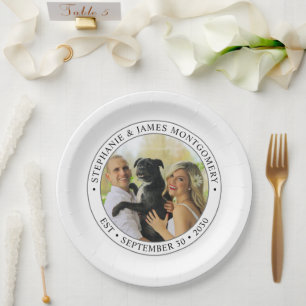 Cute Personalized Pet Wedding Photo Paper Plate