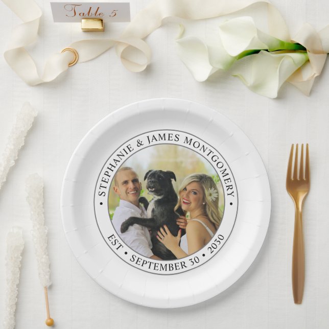 Cute Personalized Pet Wedding Photo Paper Plate (Wedding)