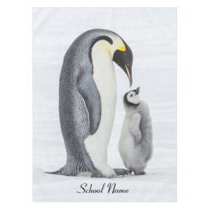 Cute Personalized Petting Penguin and Chick Tablecloth