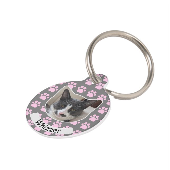 Cute personalized photo and text cat pet tag (Side)