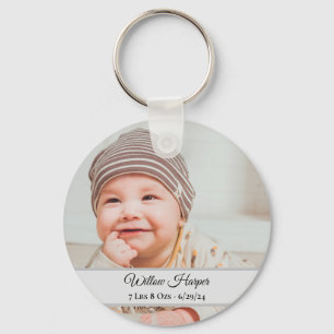 Cute Personalized Photo Birth Baby Keepsake Keychain