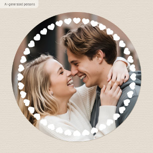 Cute Personalized Photo Custom Colour Love Heart Classic Round Sticker