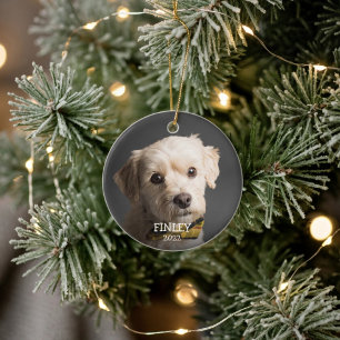 Cute Personalized Photo Pet Christmas Ceramic Ornament