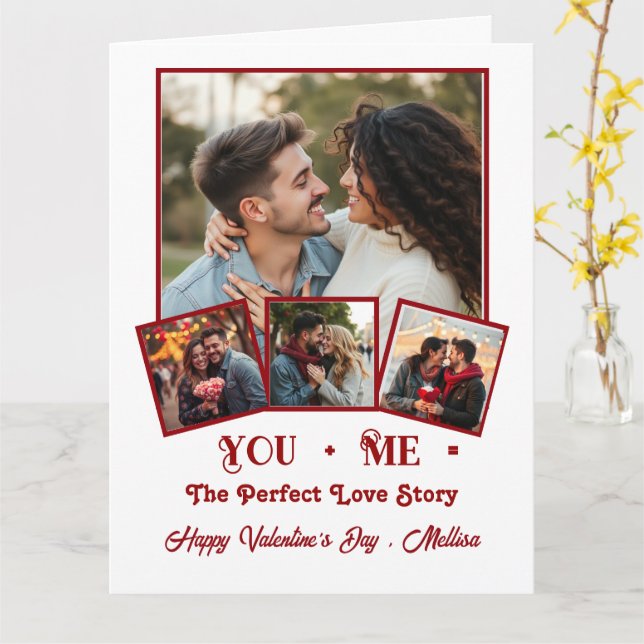 Cute personalized photo valentines day card (Yellow Flower)