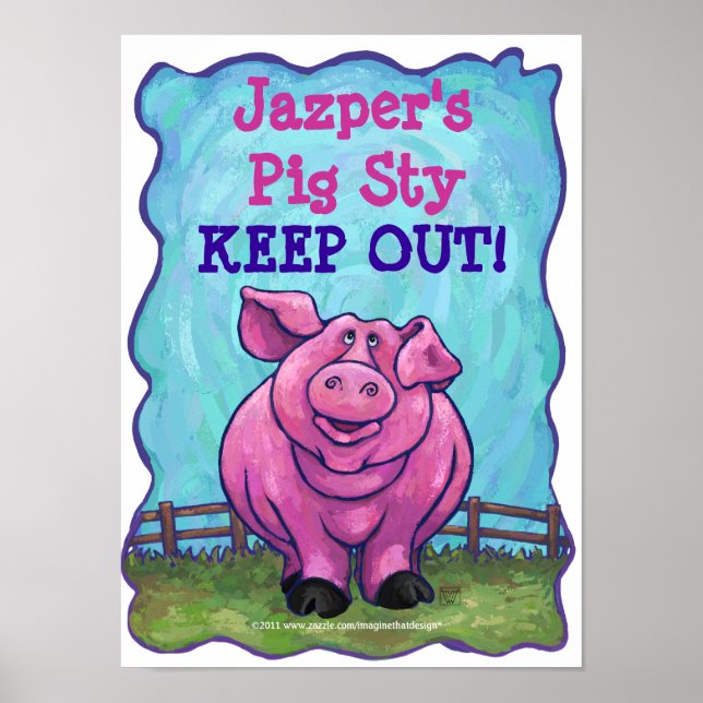 Cute Personalized Pig Sty Room Poster (Front)