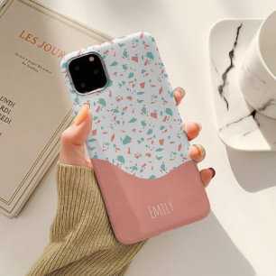 Cute Personalized Pink & Blue Terrazzo Pattern Case-Mate iPhone 14 Case