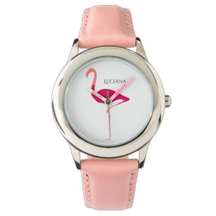 Cute Personalized Pink Flamingo Girl's Watch