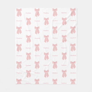 Cute Personalized Pink Hair Bow Girly Fleece Blanket