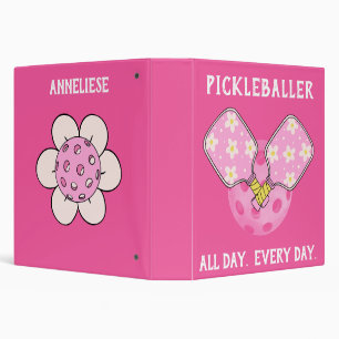 Cute Personalized Pink Pickleballer Binder