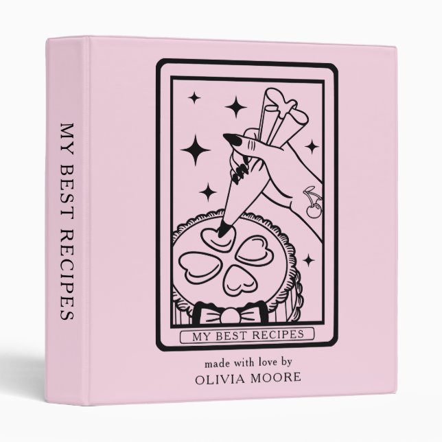 Cute Personalized Pink Recipe  Binder (Front/Spine)