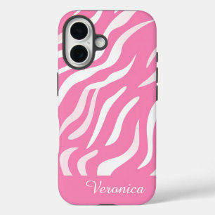 Cute Personalized Pink Zebra Print iPhone iPhone 16 Case