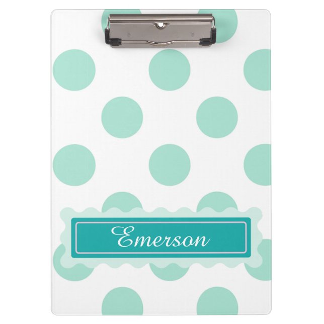 Cute Personalized Polka Dot Clipboard (Front)