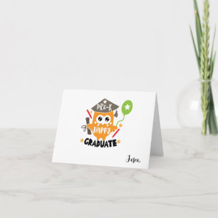Cute Personalized Pre-K Graduation with Owl Card