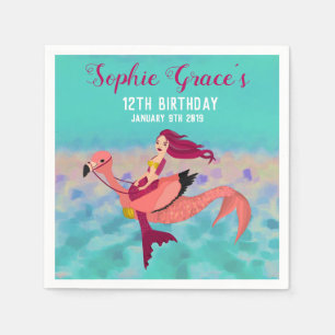 Cute Personalized Purple & Purple Mermaid Party Napkin