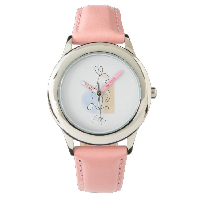 Cute personalized rabbit line drawing kids watch (Front)