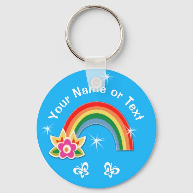 Cute Personalized Rainbow Party Favours for Girls Keychain (Front)
