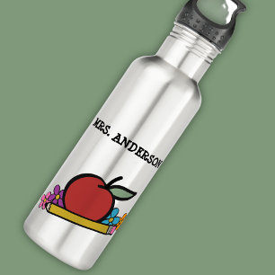 Cute Personalized Red Apple Pencil Teachers 710 Ml Water Bottle