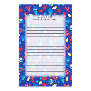 Beach Theme Stationery Templates, Beach Theme Custom Stationery Templates