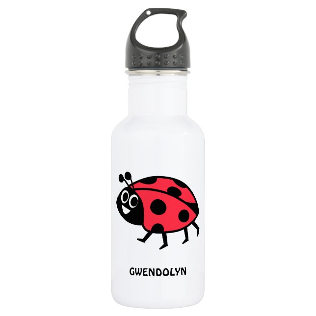 Cute Personalized Red Cartoon Ladybug Kids 532 Ml Water Bottle (Front)