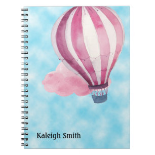 Cute Personalized Red White Hot Air Balloon Notebook