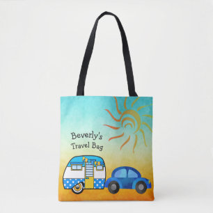 Cute Personalized Road Trip Travel Tote Bag