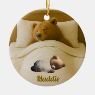 Cute Personalized Round Bear Acrylic Ornament