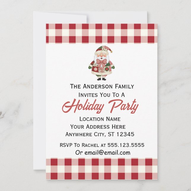 Cute Personalized Santa Christmas Holiday Invitation (Front)
