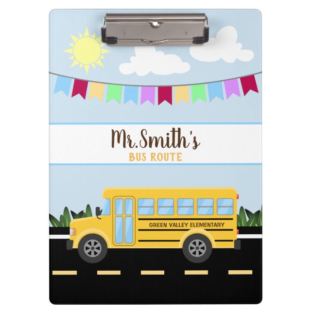 Cute Personalized school bus driver clipboard (Front)
