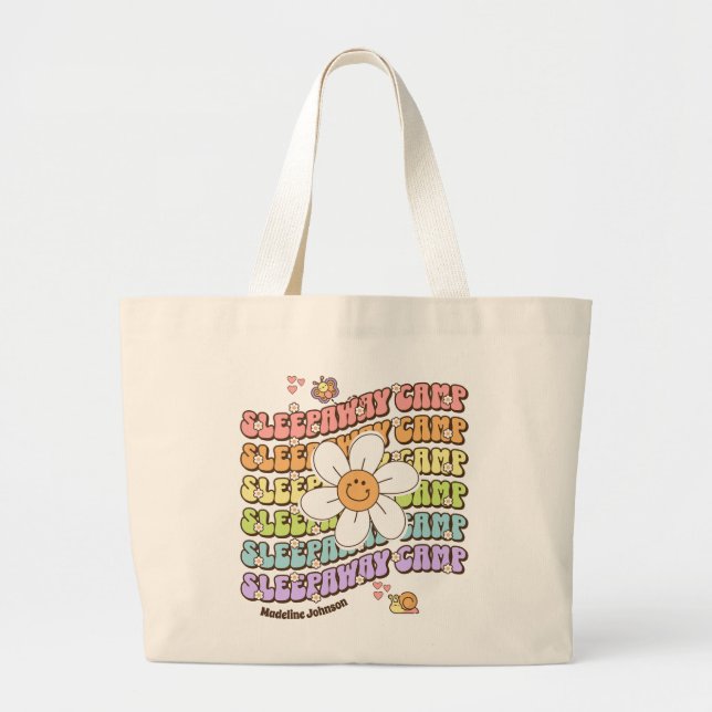 Cute Personalized Sleepaway Summer Camp Large Tote Bag (Front)