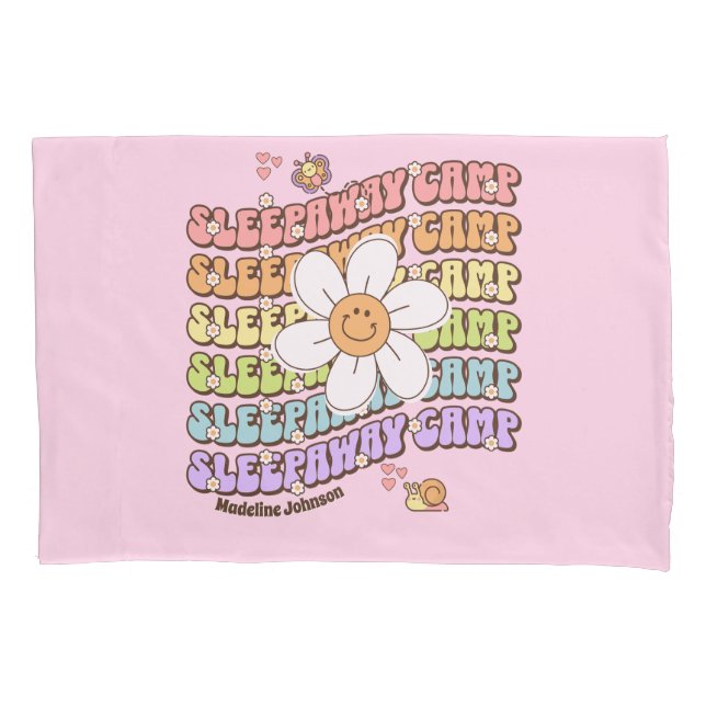 Cute Personalized Sleepaway Summer Camp Pillowcase (Front-Left)