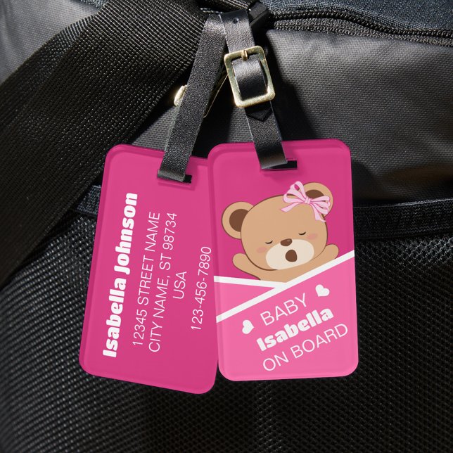 Cute Personalized Sleepy Baby Bear Luggage Tag (Creator Uploaded)
