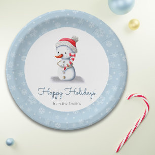 Cute Personalized Snowman Paper Plate