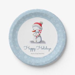 Cute Personalized Snowman Paper Plate