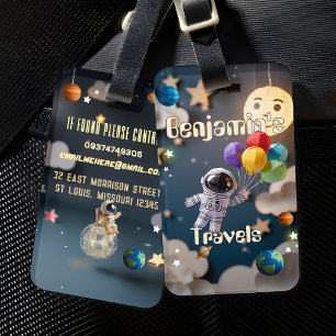 Cute Personalized Space Travel for Boy Luggage Tag