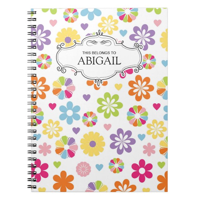 Cute Personalized Spiral Bound Notebooks (Front)