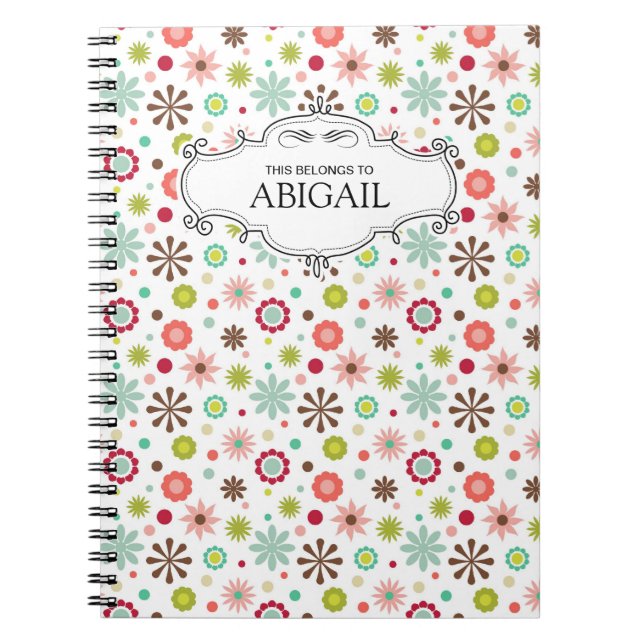 Cute Personalized Spiral Bound Notebooks (Front)