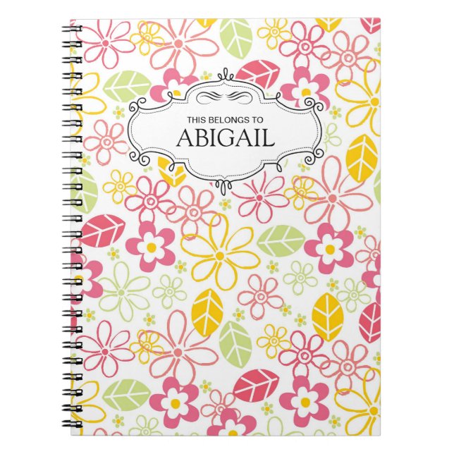 Cute Personalized Spiral Bound Notebooks (Front)