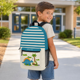 Cute Personalized Stegosaurus Dinosaur School Printed Backpack