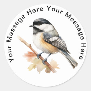 Cute Personalized Stickers Black Capped Chickadee