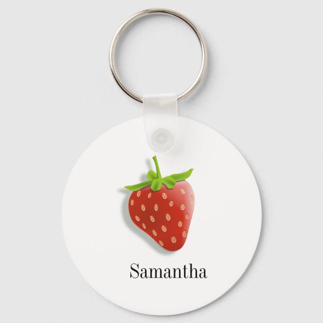 Cute Personalized Strawberry Keychain (Front)