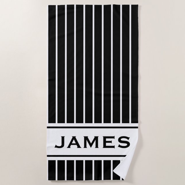 Cute Personalized Striped Beach Towel (Front)