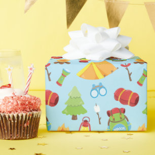Cute Personalized Summer Camp Pattern Wrapping Paper