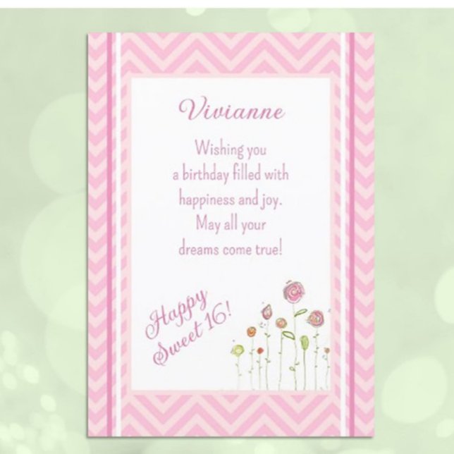 Cute, Personalized Sweet 16 birthday card (Creator Uploaded)