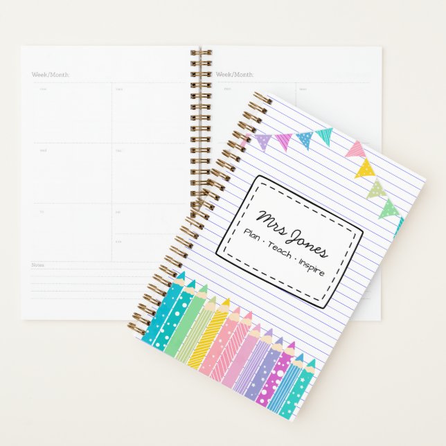 Cute Personalized Teacher Planner | Colourful Past (Display)