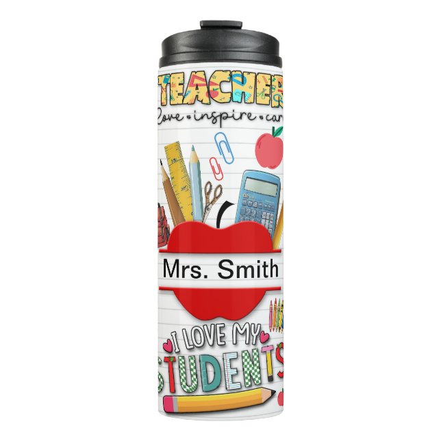 Cute Personalized Teacher Thermal Tumbler (Front)