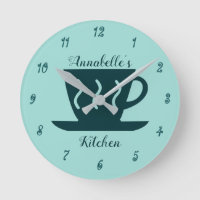 Cute Personalized Teal Coffee Lover Kitchen